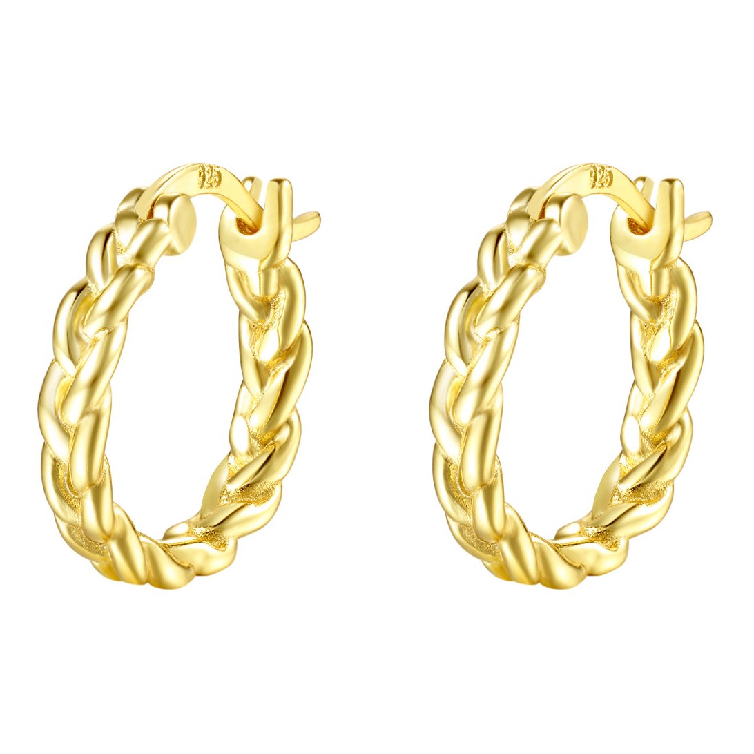 Hey Happiness Braided Creolen Sterlingsilber Gold