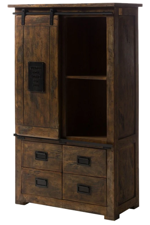 Massivmoebel24.de Schrank Mango 90x45x150 braun lackiert RAILWAY #413