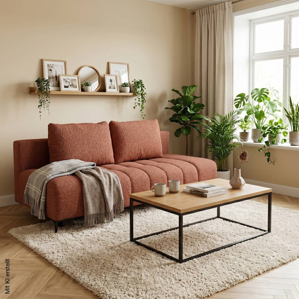 Schlafsofa Alicante terracotta Webstoff