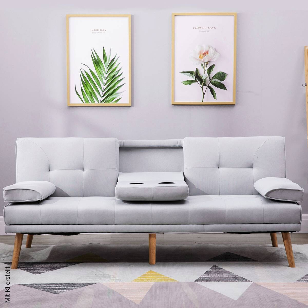 HOMCOM Schlafsofa 833-663 hellgrau