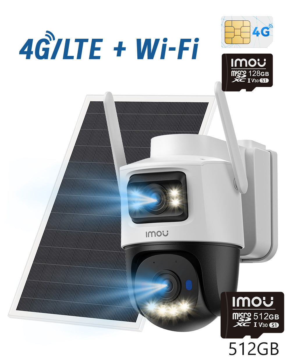 AOV Dual-Drahtlose Kamera | 5MP Dual-Objektiv, 4G LTE & 2,4 GHz Wi-Fi, 5MP 3K mit Solarpan