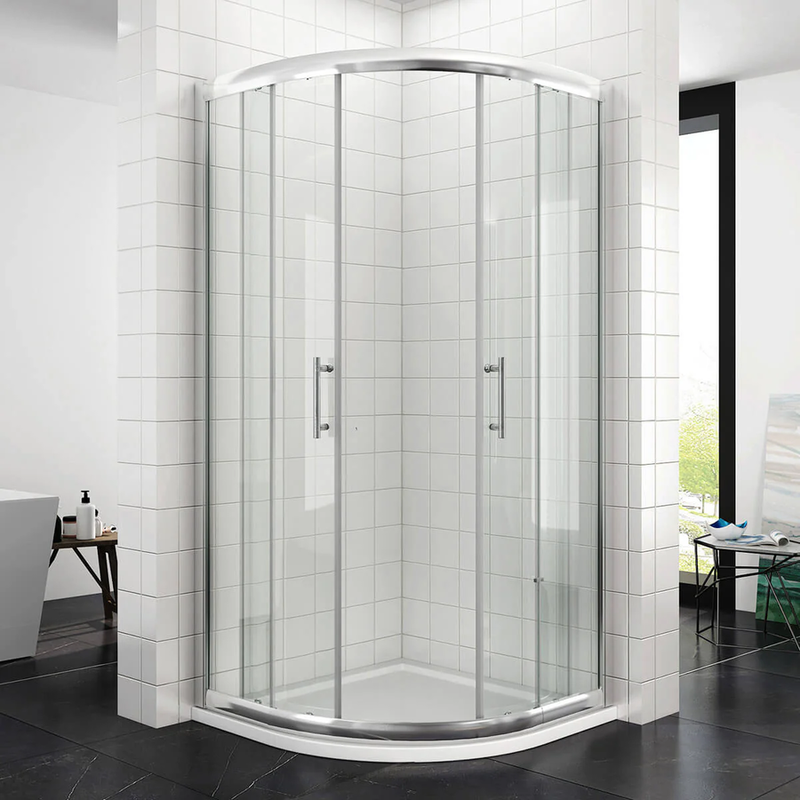 SONNI Duschkabine Runddusche 90 cm mit Schiebetür aus ESG Glas